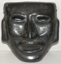 Maschera viso ceramica messicana nera da appendere a parete 7,5' x 7'