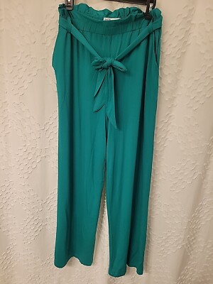 David Meister Women Size Large Green Flowy Dress Pant | eBay