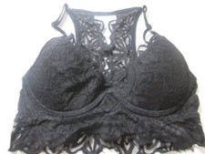 Victoria Secret Bra Size XS Black Underwired Lined Racerback Pullover Lace