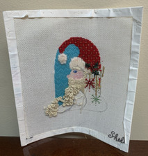 Started Finish Me - Hand Painted Needlepoint Canvas Shelly Tribbey Santa Claus