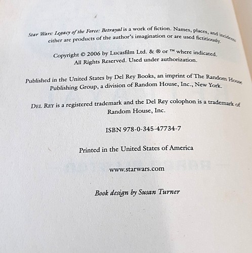Star Wars Legacy of the Force Betrayal Hardcover First Edition First Pressing - Picture 3 of 6