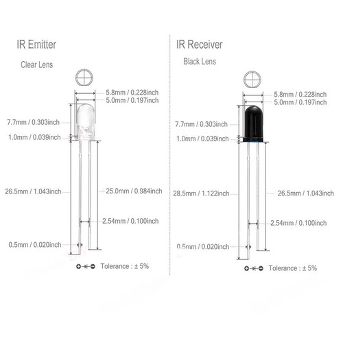3mm 5mm IR LED Emitting Diode 850nm 940nm Emitter Receiver Infrared Transmitter - Picture 8 of 8
