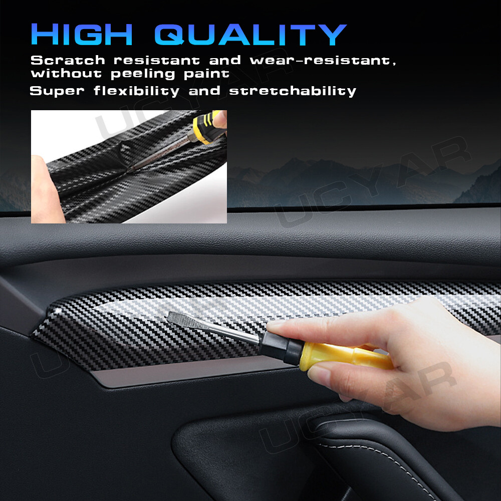 Tesla Model 3 / Y Dashboard Cover - Carbon Fiber Interior Mods Model Y 2023 - 2025.03 (Made In Usa) / Glossy Carbon Fiber - Foto 10