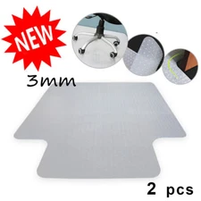 2 PCS PVC Hard Floor Mat 3mm Thickness w/ Lip Chair Mat for Pile Carpet 48"x36" 