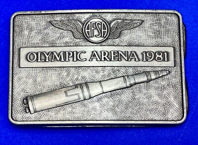 Space Rocket Belt Buckle - Air Force Sergeants Assn Afsa  1981 Olympic Arena