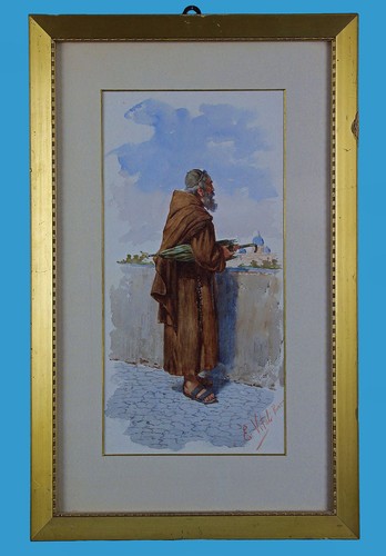 Eduardo Vitali Italy 19th century 'Franciscans in Rome' signed Watercolour Circa 1900 - Picture 1 of 4