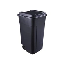 Convenient 50 Gallon Trash Can with Wheels, Heavy Duty Plastic Construction