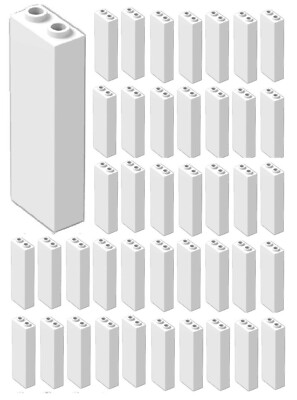  LEGO 50x New 1x2x5 White Bricks Column Pillar Wall Support Beams Castle Tower
