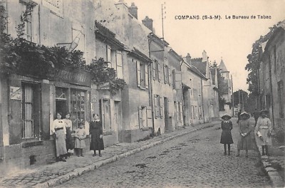 Old postcard 77 Compans Le Bureau de Tabac