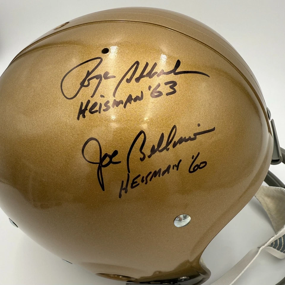 ROGER STAUBACH-JOE BELLINO SIGNED NAVY FULL SIZE SUSPENSION HELMET HEISMAN - JSA - Image 2 of 4