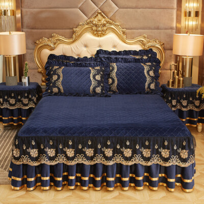 Lace Ruffle Quilted Flannel Bed Skirt 