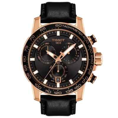 Tissot Supersport Chronograph schwarzes Zifferblatt Roségold PVD Uhr T125.617...