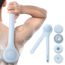 Waterproof Electric Body Brush with Dual Handle  3 Heads for Exfoliating Skin
