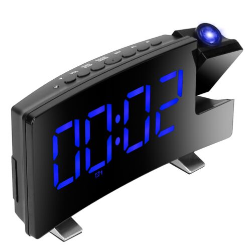 LED Digital Projector Rotatable Projection Snooze Dual Alarm Clock FM Radio USB - Picture 19 of 28