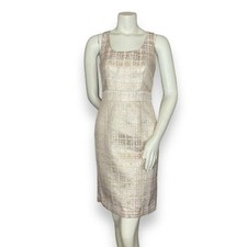 Banana Republic Metallic Dress Sheath Gold Houndstooth Women Size 2 Holiday