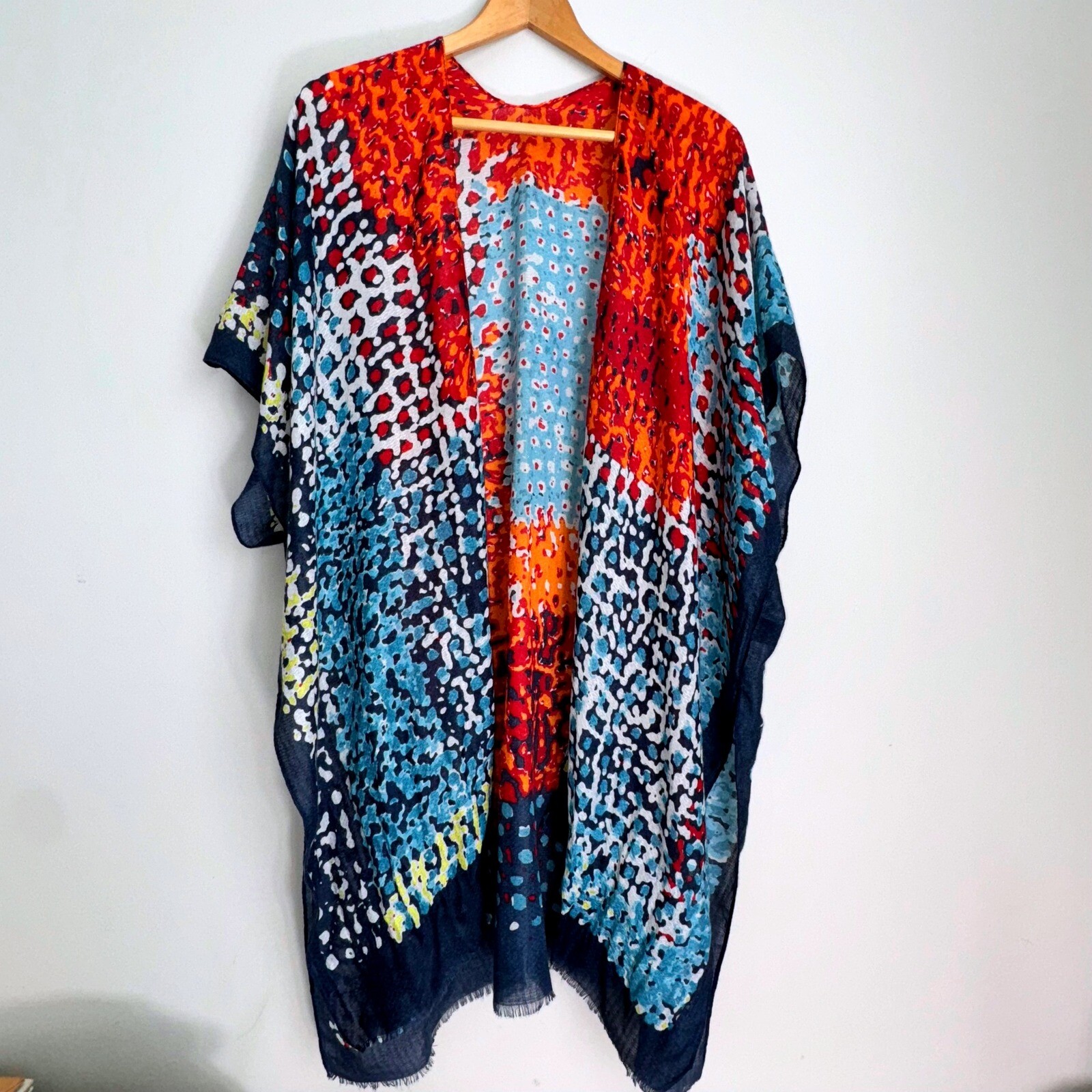 Kimono Open Front Colorful Patchwork Lightweight … - image 1