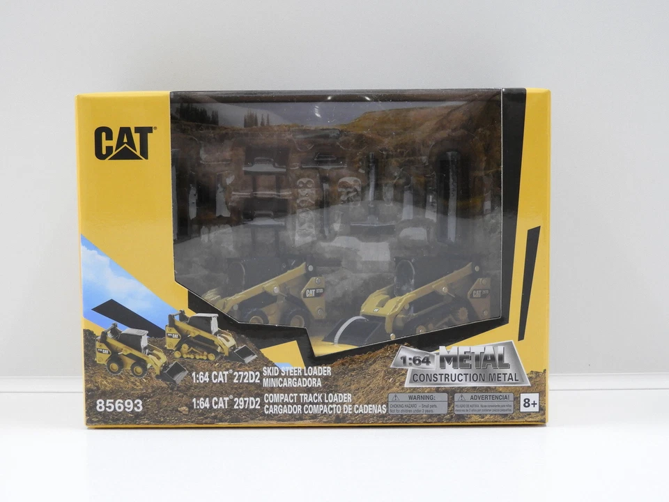1:64 Cat 272D2 Skid Loader & Cat 297D2 Compact Track Loader Diecast Masters 8569 - image 2 of 2