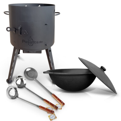 Gusseisen Kazan 12 L Kasan Казан mit Feuerofen Utschak Ø 40 cm. Учак Учаг Uchag