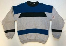 Vintage McGREGOR blue black gray color block mod warmup 80s Mens sweatshirt XL