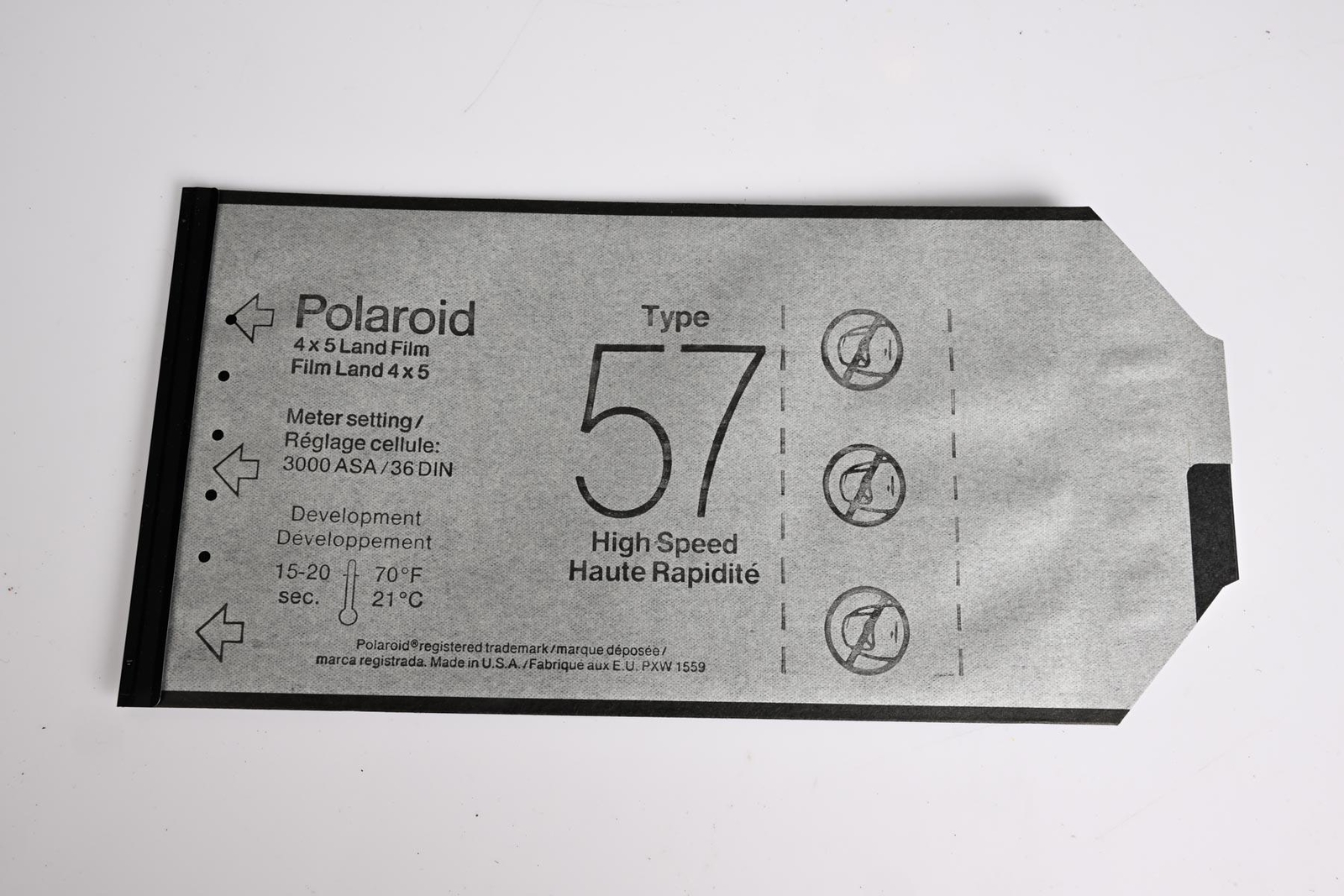 Polaroid 545 4x5 Film Holder and 16 Sheets of Polaroid Type 57 film