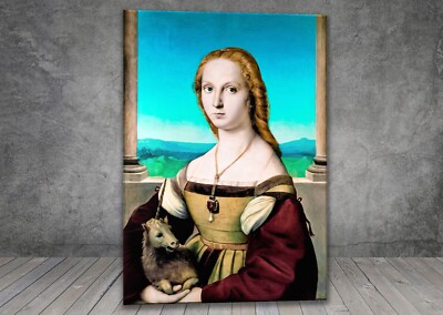 Raffael Portrait Dame mit Einhorn LEINWAND GEMÄLDE KUNSTDRUCK WAND 500