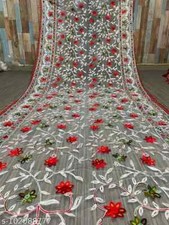 Indian Bollywood Fancy Women Dupattas, Net Embroidered Work for Festivals