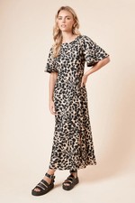 Dorothy Perkins Leopard Midi Dress Womens Daywear Dresses