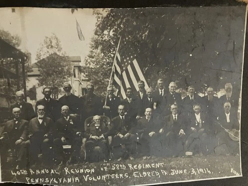 1914 B/W Photo - 40th Reunion -US Civil War - 58th Pennsylvania Volunteers