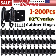 1/2'' Overlay Cabinet Hinges Flush Face Mount Cupboard Self-Closing Kitchen Lot