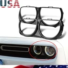 Front Headlight Bezel Lamp Cover Trim LH + RH Set For 2015-2021 Dodge Challenger