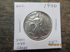 1940 WALKING LIBERTY SILVER HALF DOLLAR  ~ NICE COIN ~ 90% SILVER -UNC-1 DAY SHI