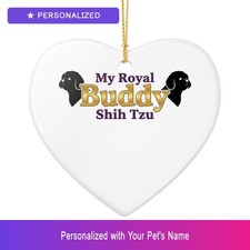 Custom Shih Tzu Portrait Art Ornament Personalized Heart Shaped Dog Owner