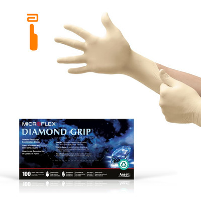 Ansell MICROFLEX Diamond Grip MF-300 Disposable Small (Pack of 100), Natural