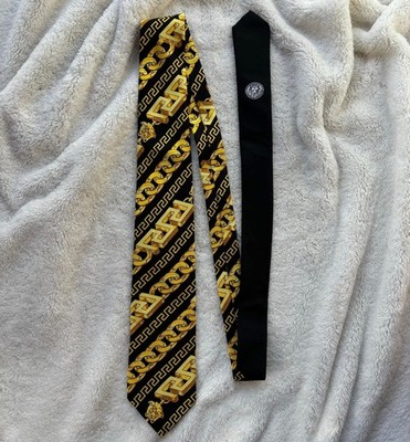 Versace Medusa Chain Print Silk Tie - MSRP: $300 - New - Authentic
