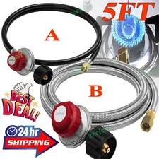 5 FT Hose High Pressure Propane Gas Regulator LPG BBQ Grill Tank Adjustable