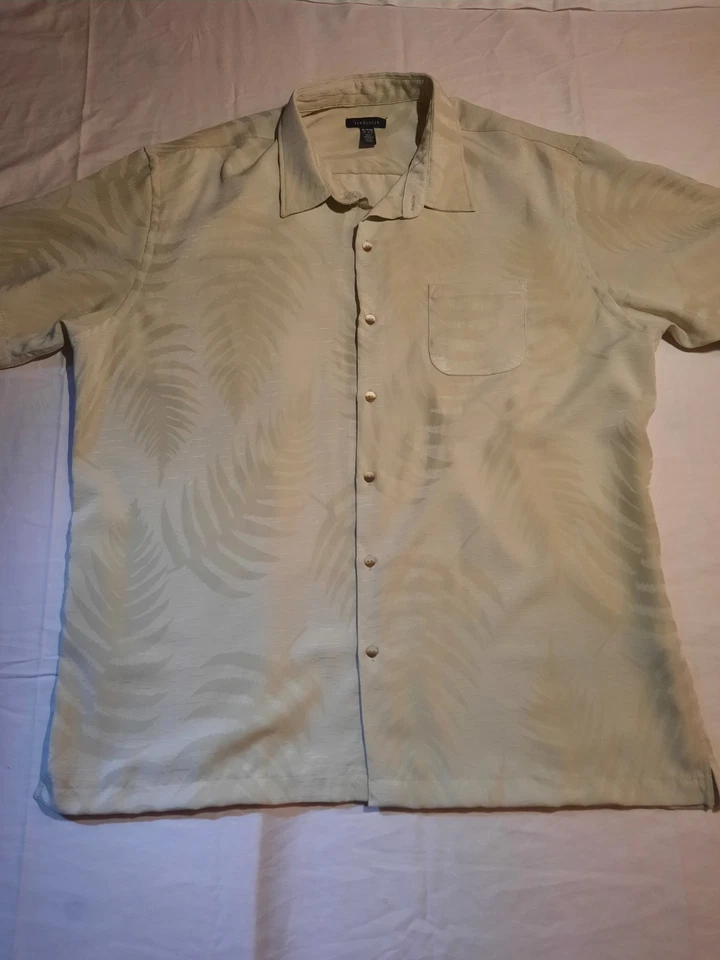 Van Heusen Men's XL Beige Tropical Leaf Shirt Short Sleeve Button Up Casual - Image 2 of 4