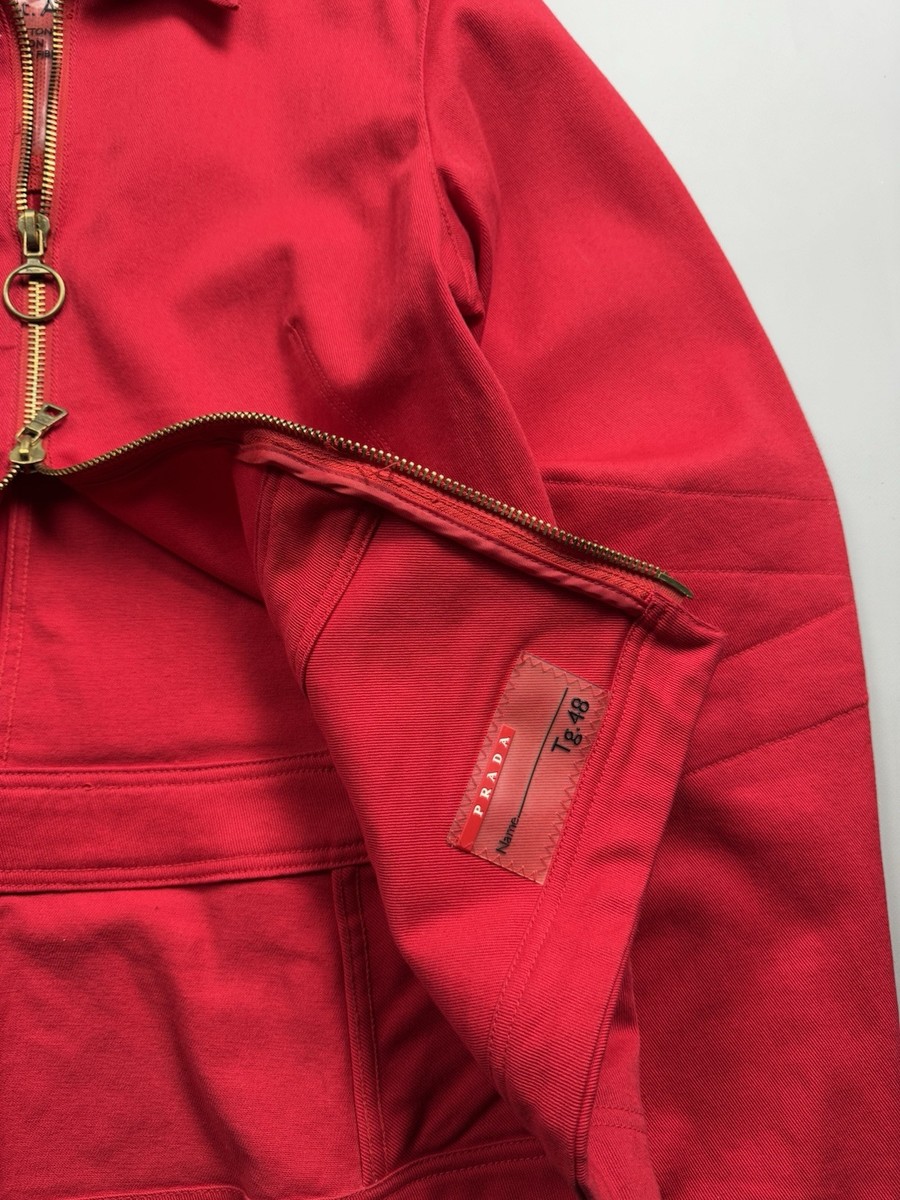 Vintage Prada Cotton Red Jacket Size 48 Made In Italy | eBay