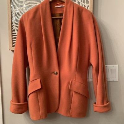 VTG Max Mara Spiced Pumpkin / Burn Orage Wool Jacket Sz  12 Made in Italy 