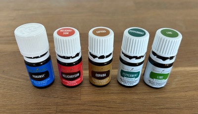 Young Living Oils 5ml: Panaway, Helichrysum, Copaiba, Lime, & Peppermint