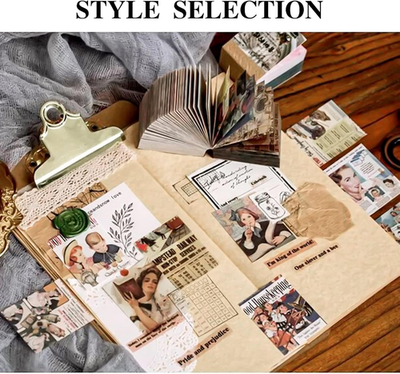 junk journal＆ペーパーバッグセット 400Pcs Junk Journal Vintage DIY Material Paper Journaling Supplies