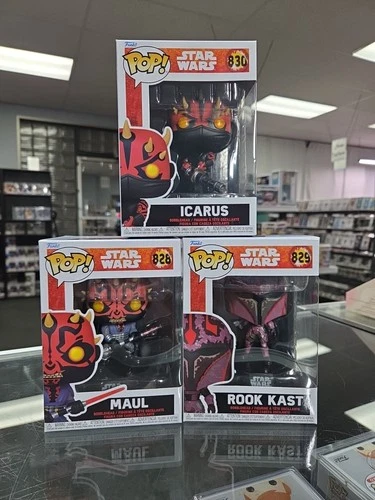 Funko Pop! Star Wars Maul #828 Rook Kast #829 Icarus #830 Ship With Protectors