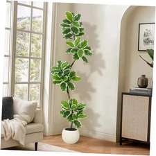  Fiddle Leaf Fig Tree Artificial Indoor, 6 ft Tall Faux Rubber Tree 6ft Green