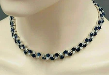16Ct Pear Cut Lab Created Sapphire Women's Tennis Necklace 14k White Gold Finish