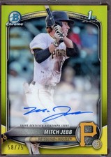 2025 Bowman - Chrome Prospect Autographs Mitch Jebb #CPA-MJ Yellow Refractor /75