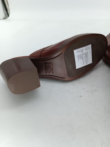 Frye Jean Clog Shoes Womens Size 6 Cranberry Leather Mule Block Heel Slip On #71 - Picture 7 of 9