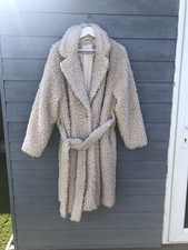 Cappotto/giacca donna sherpa lungo A New Day beige riccio orsacchiotto, taglia XL con cintura