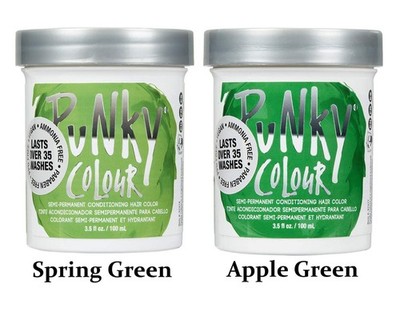 PUNKY COLOUR Semi Permanent Hair Color -Spring Green + Apple Green- 3.5 oz - DUO