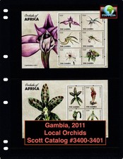 $16.00 Scott Value - 2011 GAMBIA orchids 2 s/s Flowers West Africa CV MNH NH UMM