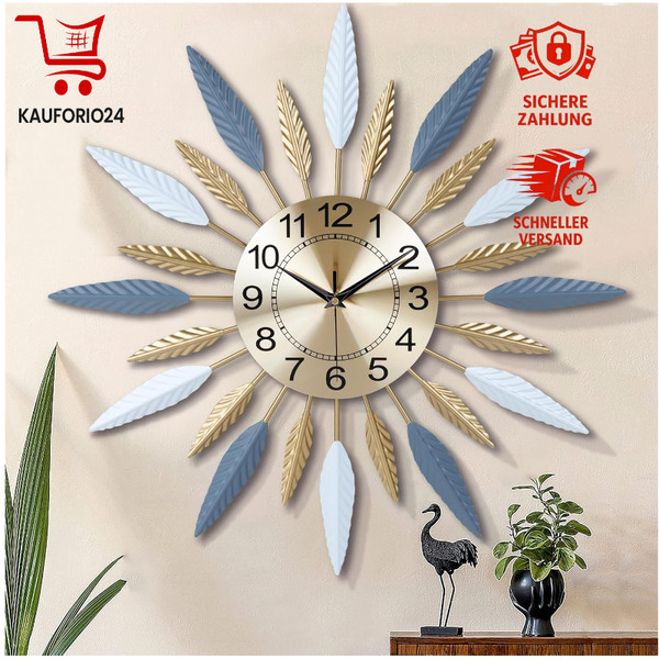 Lafocuse Gold Wanduhr 56Cm Lautlos Modern FüR Wohnzimmer Schlafzimmer-image