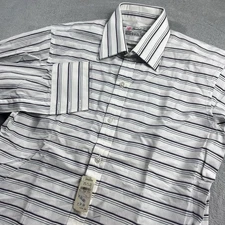 TURNBULL & ASSER Striped Cotton Long Sleeve Dress Shirt England Mens 14.5/37 NWT